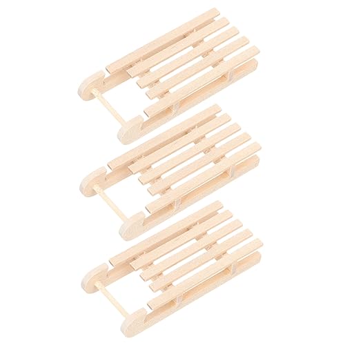 VICASKY 3 Stück Massivholz Schlittendekoration Tischdekoration Schlitten Miniatur Schlitten Mini Schlitten Für Den Außenbereich Zum Basteln Gefilzte Weihnachtsschlitten von VICASKY