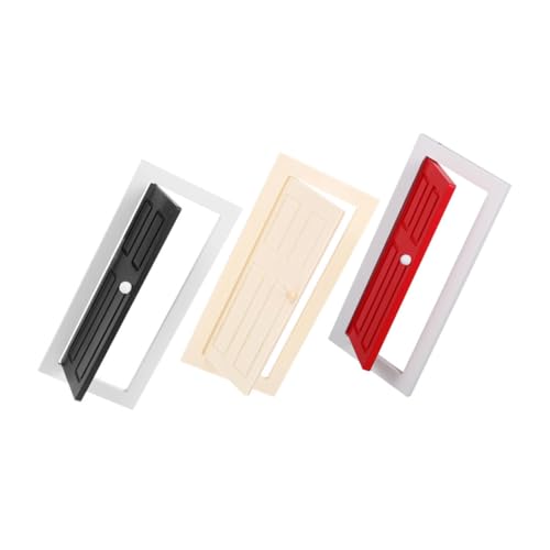 VICASKY 3 Stück Maßstab für Puppenhaus Langlebige Rechteckige Mini Holztüren in Natur Rot und Schwarz Realistische Einfache für DIY Puppenhaus Zubehör von VICASKY
