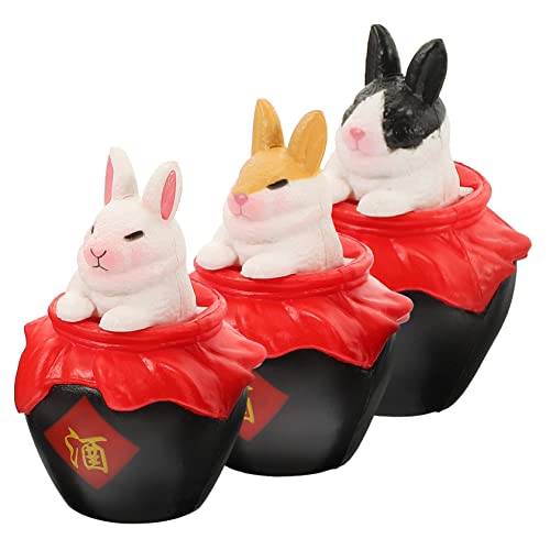 VICASKY 3 Stück Mini Kaninchen Ornament Katzenstall Enten Wellensittich Puppenhaus Dekoration Miniaturen Heim Plüschtiere Häschen Gartentiere Hamster Ausgestopfter Frosch von VICASKY