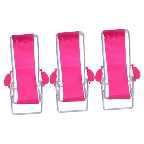 VICASKY 3 Stück Miniatur Strandstuhl Teiliges Faltbare Mini Lounge Stühle aus Stabilem Material Dekorativ für Puppenhaus Garten Party Mikro Landschaft kein Verziehen Realistische Mini von VICASKY