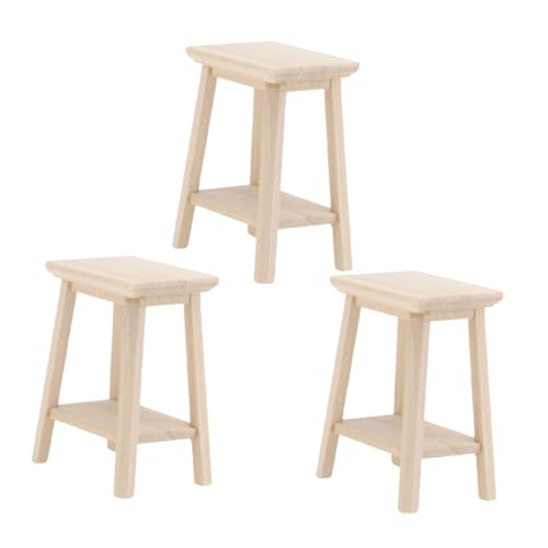 VICASKY 3 Stück Puppenhaus Hocker Geburtstag Miniatur Möbel Winziges Puppenhaus Schmuck Mini-hocker Hauszubehör Mini Dekoration Schemel Dekorativer Mini-haushocker Beige Hölzern von VICASKY