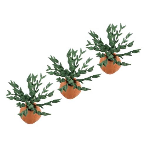 VICASKY 3 Stück Puppenhausdekoration Mini-pflanztöpfe Miniatur-puppenhaus-dekor Dollhouse Tiny Bonsai Mini Tontöpfe Sukkulent Kleine Stoff Grün von VICASKY