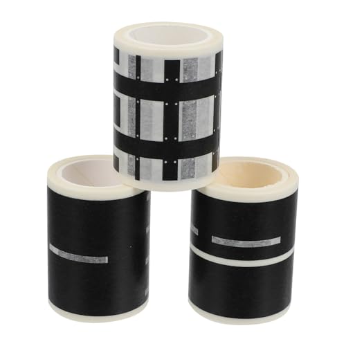 VICASKY 3 Stück Straßenaufkleber verkehrszeichen Aufkleber washi Tape breit Abziehbares Klebeband Spielzeugstadt-Aufkleber The washi Tape Washi-Tape-Aufkleber Japanisches Papier Black von VICASKY