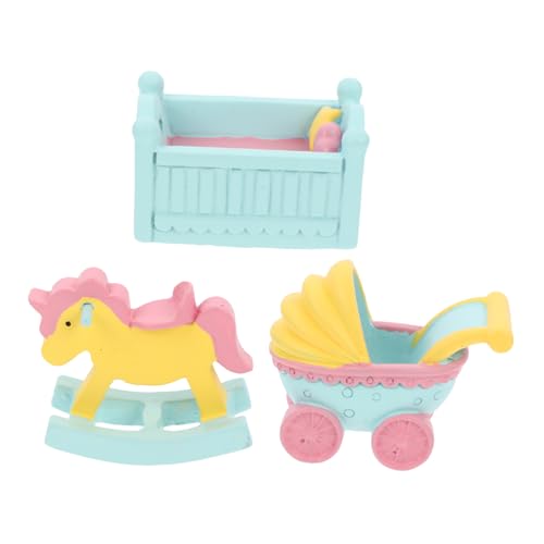 VICASKY 3 Stück Teiliges Geburtstagskuchen Dekoration Niedliche Resin Figuren für Babybett Holzpferd und Kinderwagen für Kindergeburtstag und Feierlichkeiten VICASKY 3 Stück Teiliges Geburtstagskuchen Dekoration Niedliche Resin Figuren für Babybett Holzpferd und Kinderwagen für Kindergeburtstag und Feierlichkeiten von VICASKY