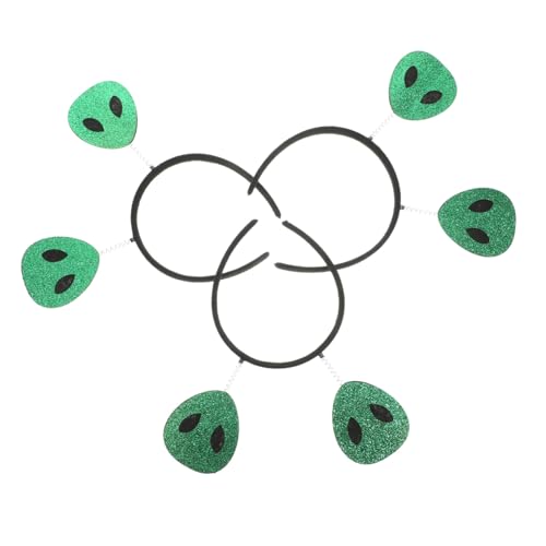 VICASKY 3 Stück Teiliges Halloween Headbopper Stirnband Grün Auffällige Glitzer Haarreife für Damen Leichtes Komfortables Kopfschmuck Accessoire für Kostümpartys und Weltraum Mottopartys von VICASKY