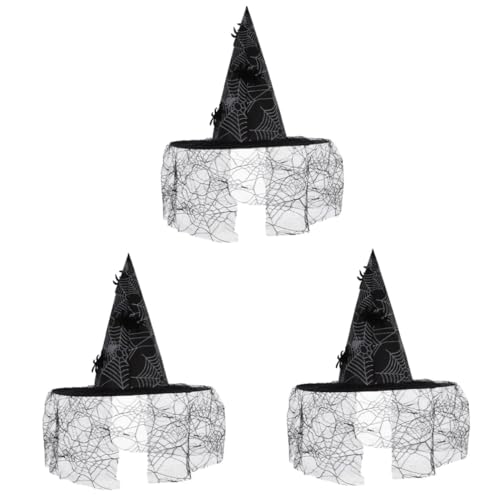 VICASKY 3 Stück Teiliges Halloween Hexenhüte aus Schwarzem Spitzen Spinnenstoff Bequeme Cosplay Hut Accessoires für Damen Festliche Verkleidung und Partydekoration VICASKY 3 Stück Teiliges Halloween Hexenhüte aus Schwarzem Spitzen Spinnenstoff Bequeme Cosplay Hut Accessoires für Damen Festliche Verkleidung und Partydekoration von VICASKY