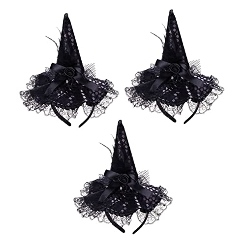 VICASKY 3 Stück Teiliges Halloween Hexenhut Haarreif Schwarzer Cosplay Haarschmuck mit Spitzen und Pailletten Bequem und Stabil für Kostüm und Themenpartys Geeignet VICASKY 3 Stück Teiliges Halloween Hexenhut Haarreif Schwarzer Cosplay Haarschmuck mit Spitzen und Pailletten Bequem und Stabil für Kostüm und Themenpartys Geeignet von VICASKY