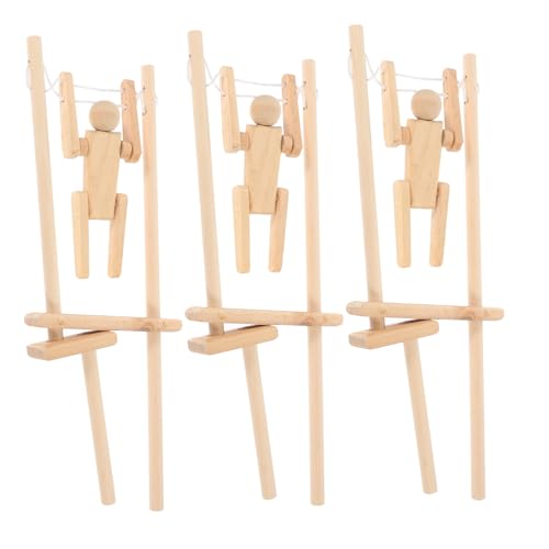 VICASKY 3 Stück Teiliges Holzfiguren Unvollendete Holzpuppen zum Fördert Hand Augen Koordination Actionfiguren für Kreatives DIY von VICASKY