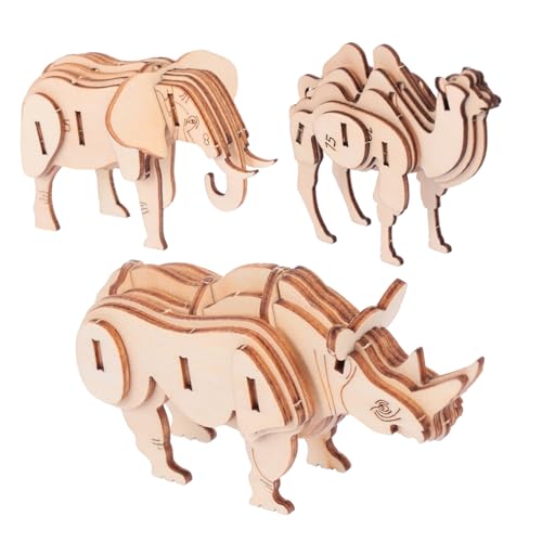 VICASKY 3 Stück Teiliges Holzpuzzle mit Tiermotiven Elefant Kamel DIY Modellspielzeug Pädagogisches Lernspielzeug Glatte Kanten Dekorativ für Zuhause und Büro VICASKY 3 Stück Teiliges Holzpuzzle mit Tiermotiven Elefant Kamel DIY Modellspielzeug Pädagogisches Lernspielzeug Glatte Kanten Dekorativ für Zuhause und Büro von VICASKY
