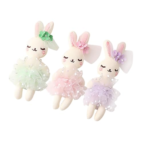 VICASKY 3 Stück Teiliges Kleines Plüsch Kaninchen Weiches Kuscheltier Hase zum Dekorieren und Basteln Sichere Füllung DIY Stofftier Kaninchen für Pastellgrün Flieder Rosa von VICASKY