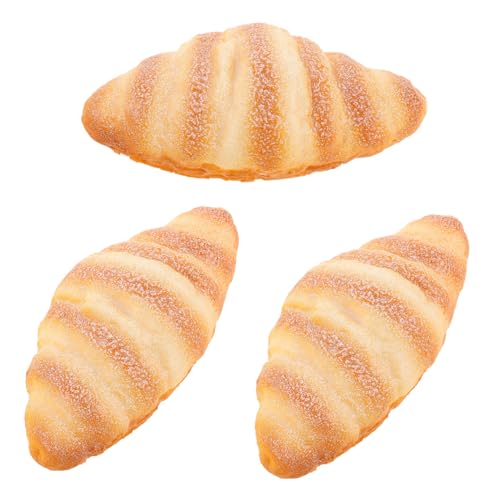 VICASKY 3 Stück Teiliges Künstliches Croissant Realistische Brotdekoration Leichtes Detailgetreues Modell für Bäckerei Fotografie Restaurant und Küchen Deko von VICASKY