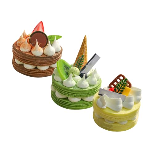 VICASKY 3 Stück Teiliges Künstliches Dessert Deko aus PU Realistische Kuchenmodelle Braun Grün Gelb Leicht Kompakt als Foto Requisiten Hochzeitstisch Deko Schaufenster DIY Accessoire VICASKY 3 Stück Teiliges Künstliches Dessert Deko aus PU Realistische Kuchenmodelle Braun Grün Gelb Leicht Kompakt als Foto Requisiten Hochzeitstisch Deko Schaufenster DIY Accessoire von VICASKY