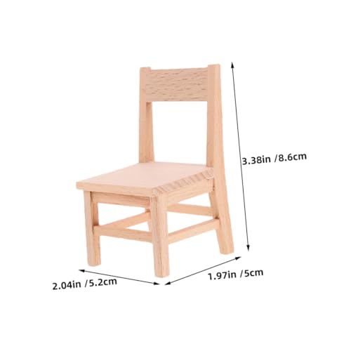 VICASKY 3 Stück Teiliges Mini Holzstuhl für Puppenhaus Handgefertigte Realistische Miniatur Holzstühle in Passender Dollhouse- Stabile Möbel für DIY Puppenhaus Dekoration und Kreatives von VICASKY