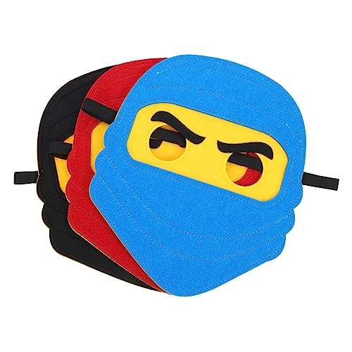 VICASKY 3 Stück Teiliges Ninja Cosplay Masken aus Filz Piraten Augenklappen in Rot Blau Schwarz Leichte Party Faschingsmasken für Karneval Halloween Kostüm Zubehör von VICASKY