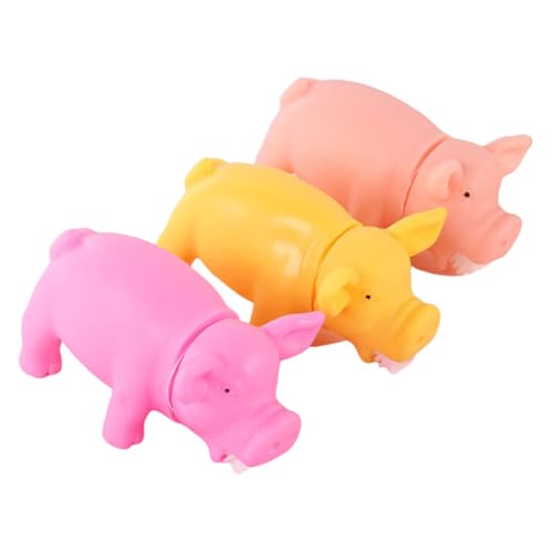VICASKY 3 Stück Teiliges Silikon Schweinchen Stressabbau mit Quietschfunktion Lustige Druckspielzeuge für Erwachsene Sensorisches Decompression Toy Farblich Sortiert Klein Zufällige Farbe von VICASKY