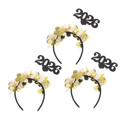 VICASKY 3 Stück Teiliges Year Haarband mit Goldenen Zahlenkreisen Leichtes PU Party Accessoire für Damen Stabiler Modisch für Silvesterfeiern und Festliche Anlässe von VICASKY