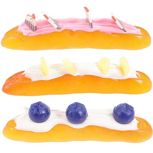 VICASKY 3 Teiliges Butterbrot Modell Kinderspielzeug Puppenhaus Zubehör Baguette Brot Mini Lebensmittelsimulation Brot Rollenspiel Gefälschtes Brot Realistisch Zur von VICASKY