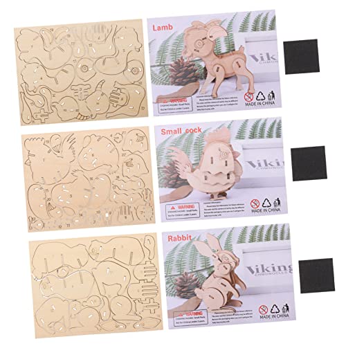 VICASKY 3 Teiliges Tierpuzzle Puzzles Kinderspielzeug Lernspielzeug Kinderpuzzle Lernspielzeug 3D Tierpuzzle Kinderpuzzle Kinderpuzzle Holz von VICASKY