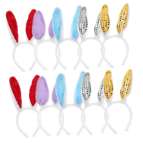 VICASKY 30 Stck. Teiliges Hasenohren Haarreifen aus Plüsch und Pailletten Weiche Party Haar Dekoration Bunte Mischfarben Verstellbare Kopfbaender für Damen Zufällige Farbe von VICASKY
