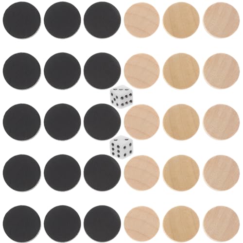 VICASKY 30 Stück Backgammon Steine Schachspiel, Spielsteine Klein Holzschachfiguren Ersatz-Dame Holz Für Brettspiele Brettspieltisch-Chips Mit Würfeln VICASKY 30 Stück Backgammon Steine Schachspiel, Spielsteine Klein Holzschachfiguren Ersatz-Dame Holz Für Brettspiele Brettspieltisch-Chips Mit Würfeln von VICASKY