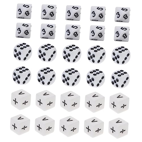 VICASKY 30 Stück Hilfslehrwürfel Leere Würfel Mathe-lehrmittel Große Würfel Würfelspiel Für Die Sammelwürfel Spiele Farbige Würfel Mathe-lernwürfel Mathe-lehrwürfel Acryl Weiß von VICASKY
