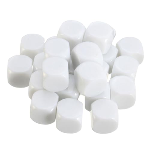 VICASKY 30 Stück Teiliges Weiße Glänzende Acrylwürfel Sechsseitige Blanko Würfel zum Selbstgestalten Robuste DIY Spielwürfel für Brettspiele und Partyspaß von VICASKY