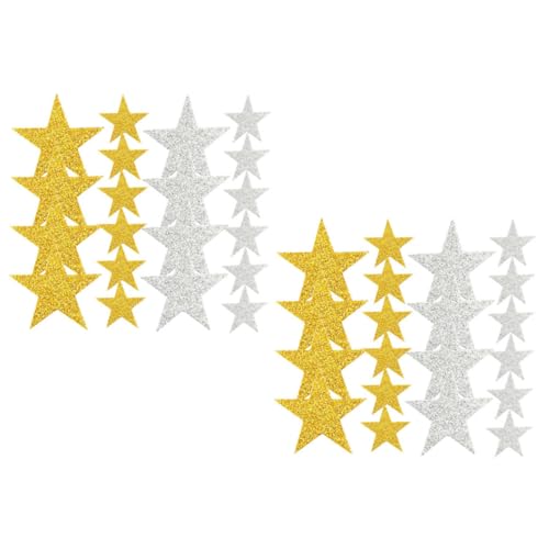 VICASKY 300 Stück Pentagramm-Aufkleber Große Sternaufkleber Klebriger Stern Glitzer Aufkleber Klebestern Selbstklebender Stern Sternaufkleber Zum Selbermachen Glänzender Aufkleber Eva von VICASKY