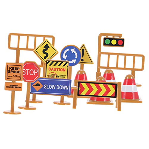 VICASKY Pädagogische Verkehrszeichenmodelle Für Kinder 15-teiliges Mini-verkehrszeichen-Spielzeug Straßenschild-Spielzeug-Set von VICASKY