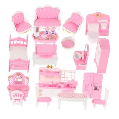 VICASKY 32 Stücke Miniatur Puppenhaus Set Kinder Pretend Spielen Möbel Kit Mit Bett Sofa von VICASKY