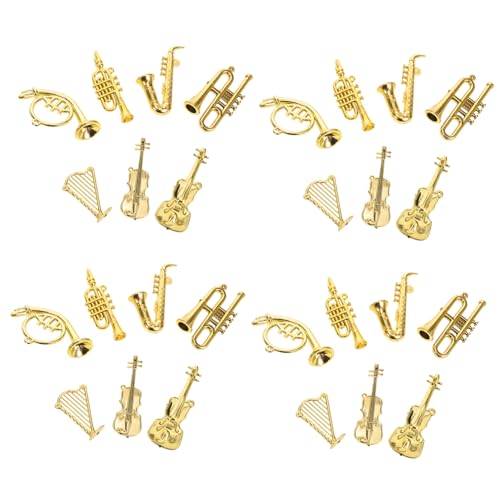VICASKY 35 Stück Miniatur Musikinstrument Dekoration Mini Musikinstrument Mini Gitarren Dekoration Miniatur Klavier Kunststoff Golden von VICASKY