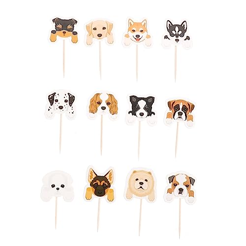 VICASKY 36 Stk Hund Kucheneinsatz Cupcake-Topper für die Babyparty Tiere für Kinder tortendeko einschulung Papierbecher Dekoration für Haustier-Themenpartys Hund Kuchen Topper von VICASKY