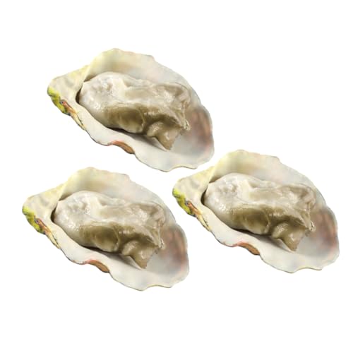 VICASKY 3Pcs Oyster-Modell Krabbe Krabbe Muscheln zum Basteln Strand Fisch Faux fauke Attrappe partytröten Party-mitgebsel Fotografie Austernmodell künstliche Nahrung PVC von VICASKY