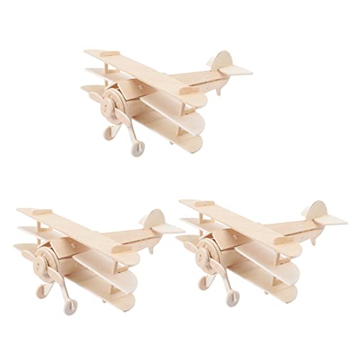 VICASKY 3St 3D-Modell zusammenbauen bastel Set für Flugzeug modellbausatz Holzflugzeug Drohne Kinderspielzeug hölzernes 3D-Puzzle-Modell 3D-Puzzles von VICASKY