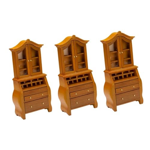 VICASKY 3St Mini-Puppenhaus bücherschrank buchhülle büchermappe Bücherregale Bücherregal für Kinder Minischrank zum Basteln Miniatur-Dinge hölzern Möbel Holzschrank Mikroszene Modell von VICASKY