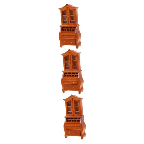VICASKY 3St Mini-Vertikalschrank Kinder deko Zimmer Kinder Geschenk Puppenhaus Bücherregale Mini-Bücherregal aus Holz Bücherregal-Modell hölzern schmücken Möbel Mikroszene Holzschrank von VICASKY