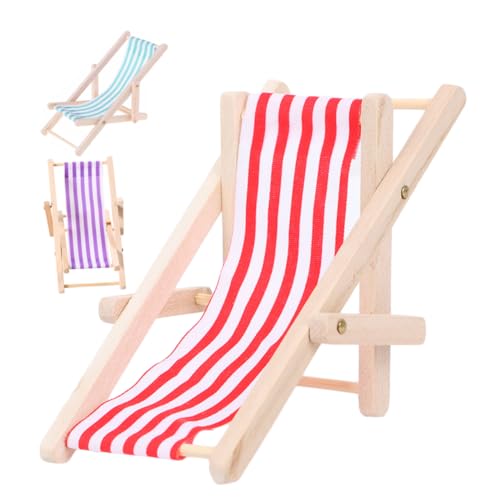 VICASKY 3St Puppenhaus Strandkorb Liege Sandkasten Feengarten Strandkörbe Strandpuppe Strandstuhl für kinderspielzeug Puppenstuhl Mini-Strandkorb mit Mikrolandschaft Stoff von VICASKY