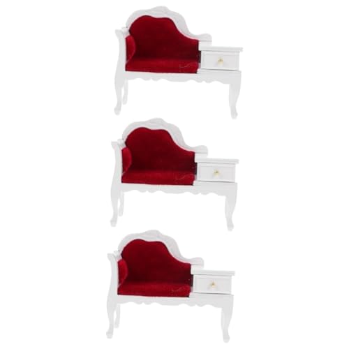 VICASKY 3St Puppenhausmöbel Vintage möbel Retro möbel Miniatursofa Hand deko entzückende Puppenmöbel puppenhaus DIY Stuhl dekor draussen Dekorationen Ornamente Sofasessel hölzern Weiß von VICASKY