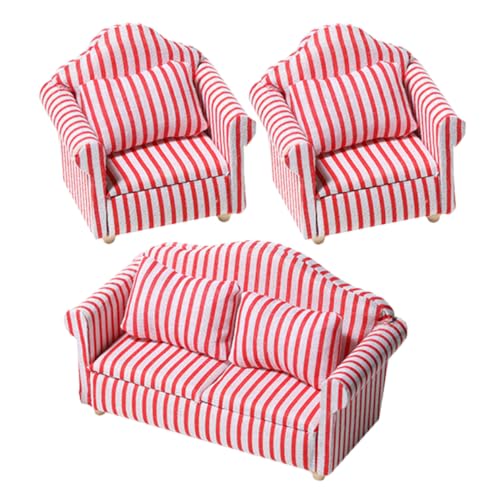 VICASKY 3Stücke Sofa Teilig für Puppenhaus Rote und Weiße Gestreifte Couch und Sessel Puppenhaus Zubehör für Kreatives Rollenspiel und DIY Dekoration VICASKY 3Stücke Sofa Teilig für Puppenhaus Rote und Weiße Gestreifte Couch und Sessel Puppenhaus Zubehör für Kreatives Rollenspiel und DIY Dekoration von VICASKY