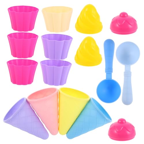 VICASKY 3er-Set Kinderspielzeug Eiscreme-sandspielzeug Sandschaufel Und Kegelspielzeug Eiszapfen Sandspielzeug Sand-eistüten Für Eistüten Eisformen Plastik von VICASKY
