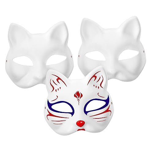 VICASKY Leere Katzenmasken 3er Set Diy Katzenmaske Handbemalbare Maske Für Kindergarten Halloween Und Weiße Maskerade Accessoires von VICASKY