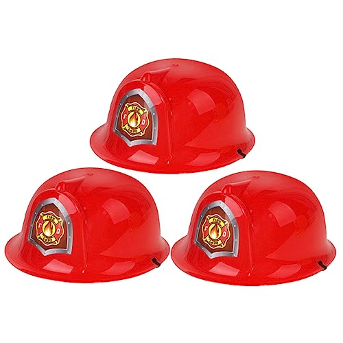 VICASKY 3st Feuerhut Polizeimütze Für Kinder Roter Feuerwehrhelm Spielzeug Für Kinder Feuerwehrmannkostüm Für Kinder Feuerwehrmann-kostümzubehör Für Kinder Junge Plastik Häuptling Hut von VICASKY
