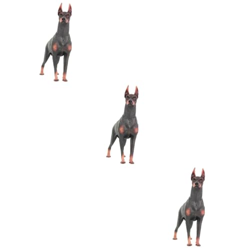 VICASKY 3st Hundeschmuck Kinderspielzeug Hundefigur Aus Kunststoff Pferdefiguren Für Kinder Realistisches Dobermann-Modell Plüschtier Desktop-Dobermann-Ornament Haushalt Hündchen Plastik von VICASKY