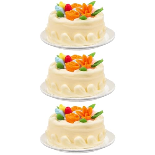 VICASKY 3St Mini-Cupcakes gefälschtes Lebensmittelmodell so tun, würden sie Essen Spielzeug Spielen fotozubehör Fotografie zubehör Mini-Kuchen hochzeitsdeko Kuchenornament Vanille Harz von VICASKY