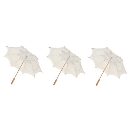 VICASKY 3st Regenschirm Aus Spitze Regenschirme Für Regen Regenschirm Für Kinder Sonnenschirme Für Frauen Dekorativer Regenschirm Spitzenschirm Hochzeit Vintage Regenschirm Braut Hölzern von VICASKY