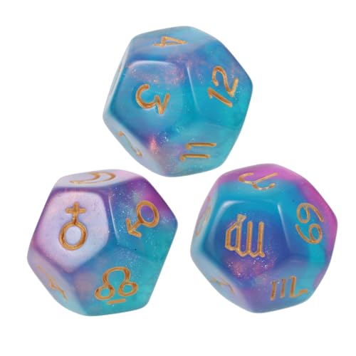 VICASKY 3st Sternbild Zahlenwürfel Lustige Spielwürfel Polyedrische Würfel Interessante Facettenreiche Würfel Mehrseitige Würfel Spiel-Requisiten Würfel Mini-würfel Violett Acryl von VICASKY