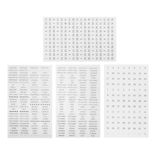 VICASKY 4 Blätter Planer Sticker Bögen Selbstklebend PVC Vielseitige Journaling Aufkleber für Tagebuch Scrapbook Kalenderorganisation DIY Dekoration für Erwachsene und Terminplaner von VICASKY