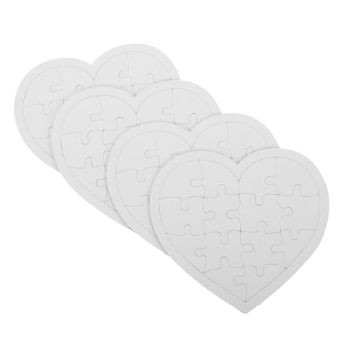 VICASKY 4 Blätter Puzzle für Herzform DIY Puzzleteile zum Bemalen Kreative Bastelaktivitäten für Zuhause Schule und Reisen aus Sicherem Papiermaterial Fördert Kreativität und Koordination von VICASKY