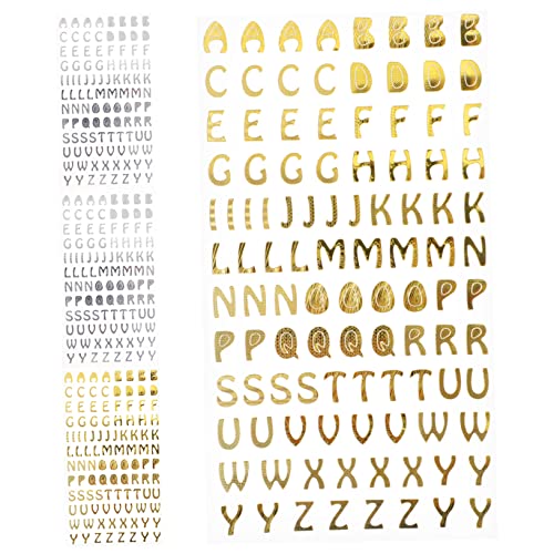 VICASKY 4 Bögen Bronzing English Stickers Scrapbook Cartoon Stickers Nagelsticker Abziehbilder Kompakte Buchstabenaufkleber Mülleimeraufkleber Buchstabenaufkleber Dekore Cartoon von VICASKY
