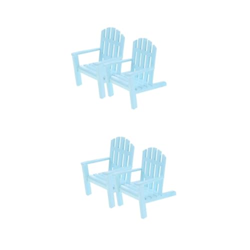 VICASKY 4 Miniatur Puppenhaus Stuhl Holz Miniaturmöbel Tiny Chair für Hochzeitstorte Deko und Wohnaccessoires Blau Puppen Möbel für Fotografie und Sammler von VICASKY