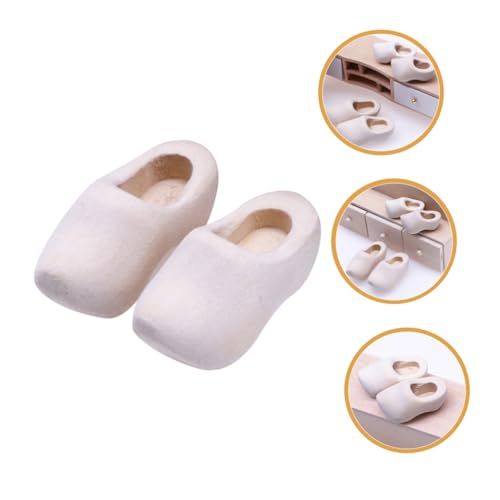 VICASKY 4 Paare Mini Holzschuhe DIY Unlackiert Puppenhaus Dekoration Handgemacht Bastelset Holz Schuhanhänger für Puppenhaus Zubehör von VICASKY